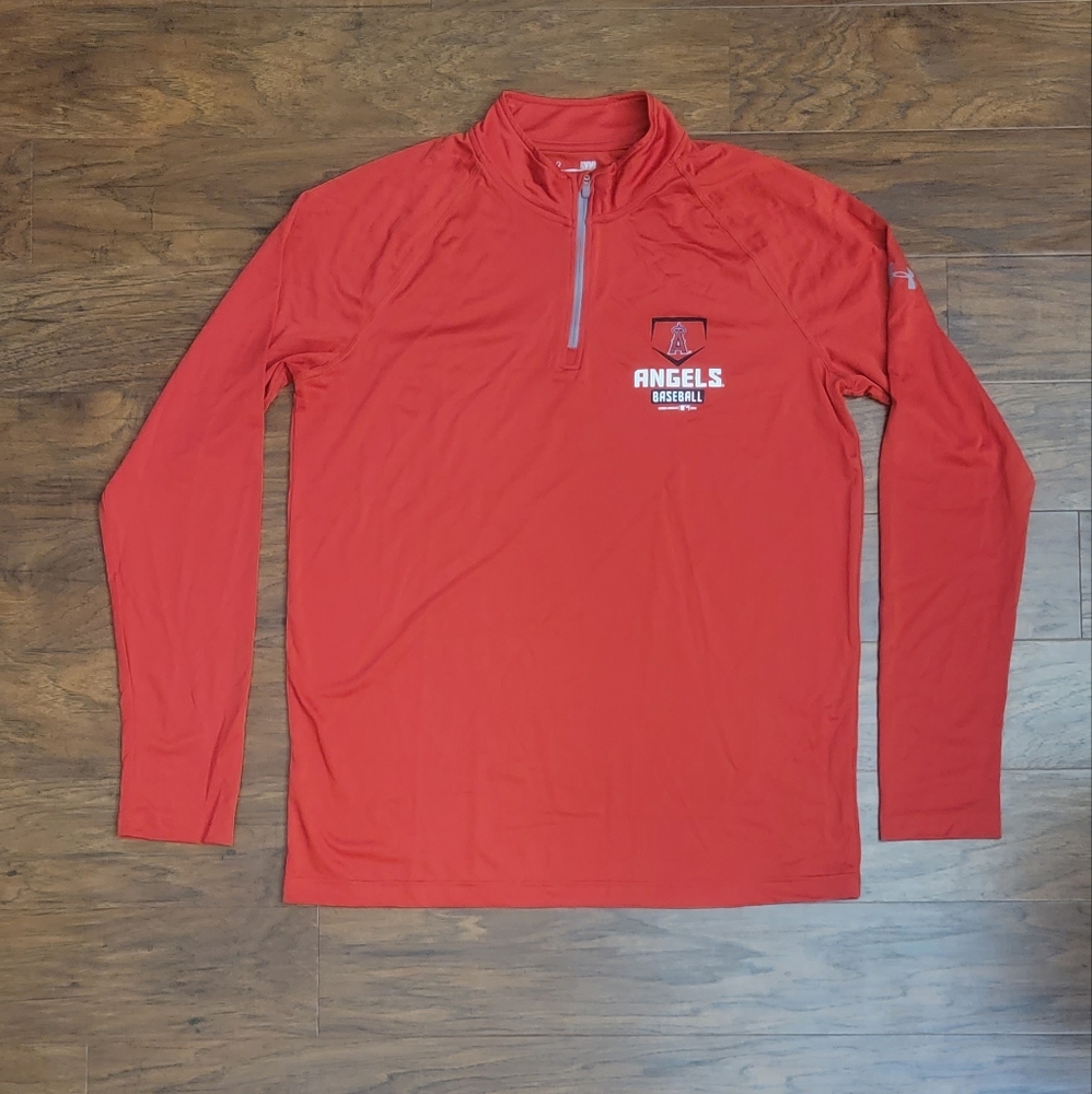 Los Angeles Angels Baseball MLB Men's Red Size L Under Armour 1/2 Zip Pullover